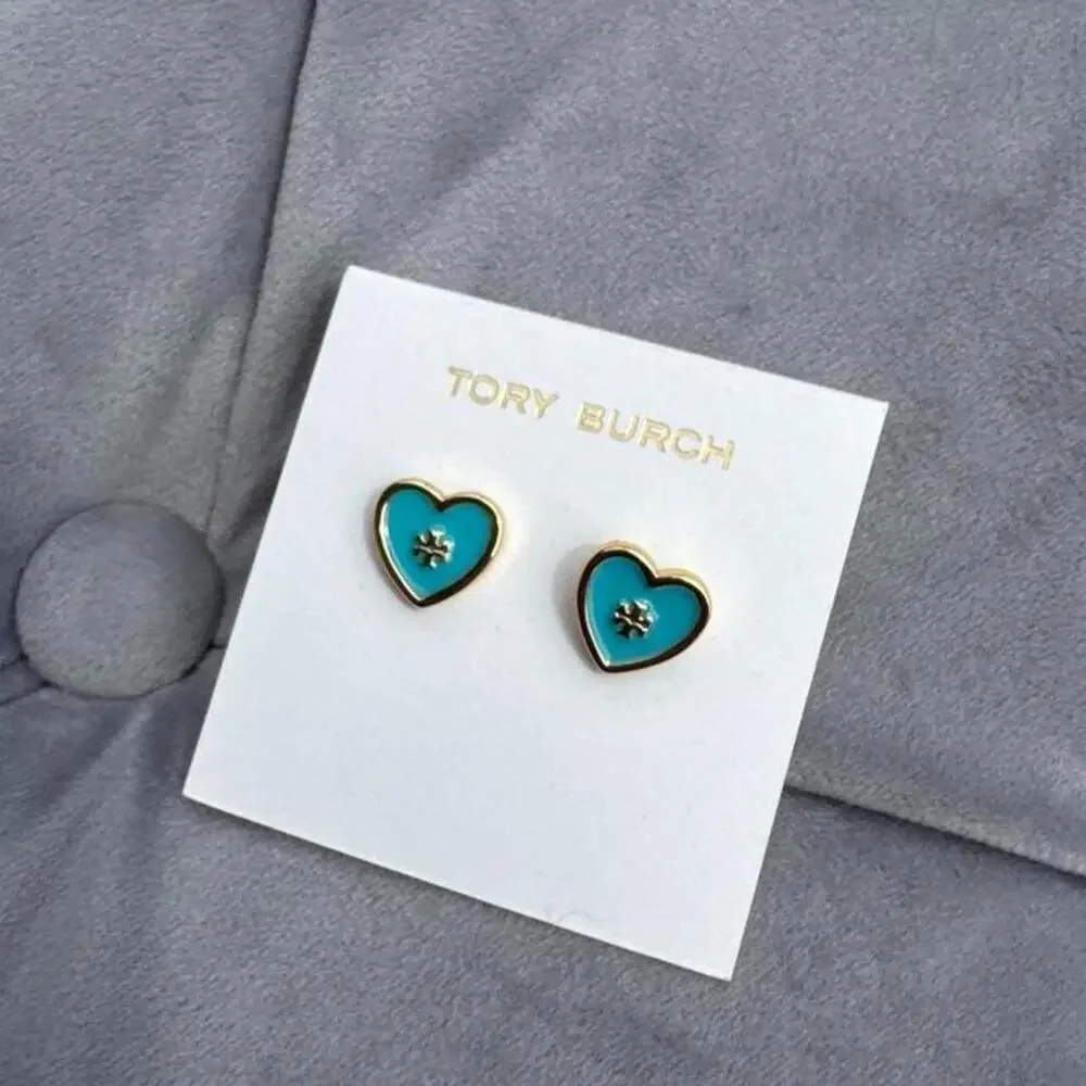 new turquoise tory burch heart earrings